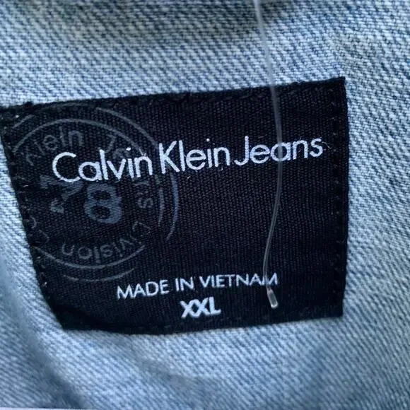 NEW w/ Tags Calvin Klein Men's Light Denim Jacket Striped Back XXL - Picture 6 of 6